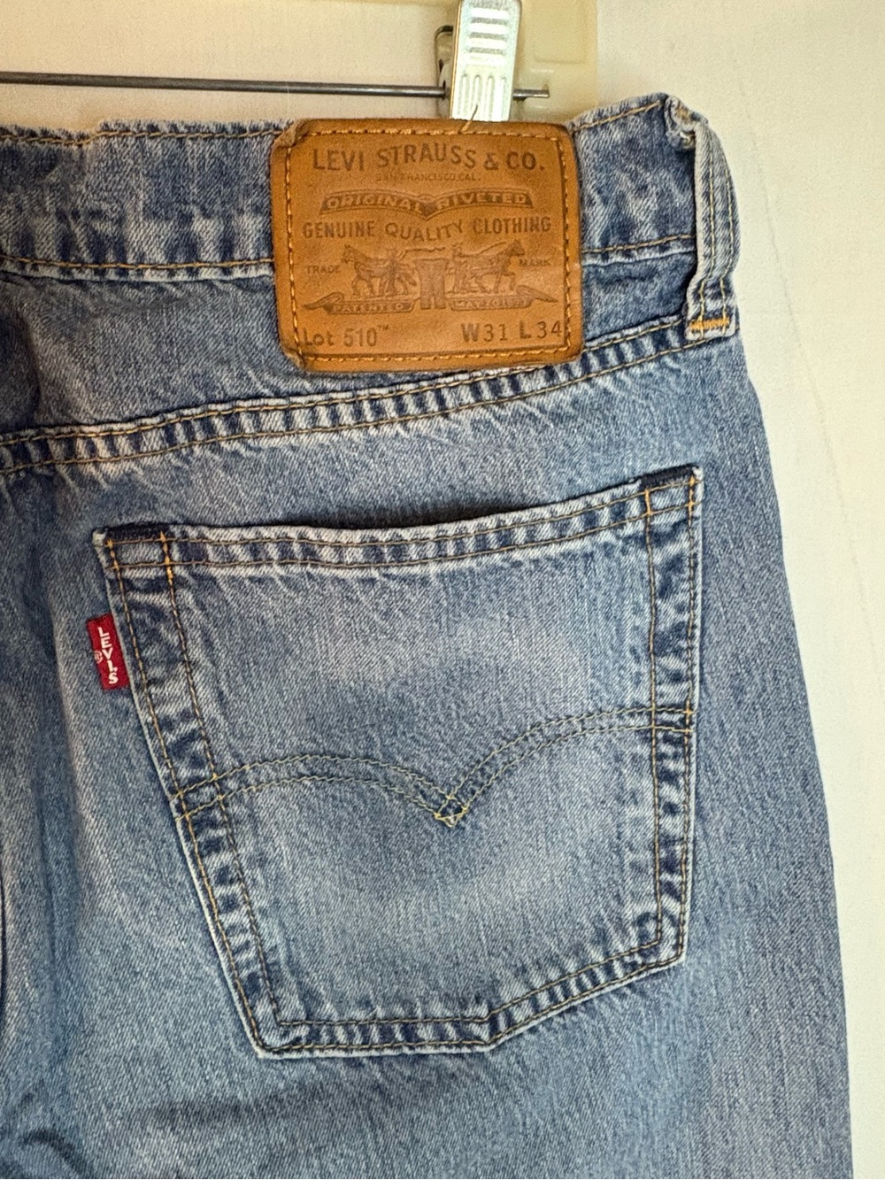 Levi's 510 Light-Wash Tall Slim-fit 31/34 VTG Classic Levi Red-tab Jeans